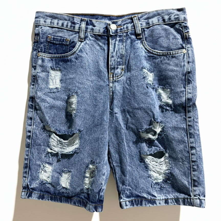 Pantaloneta Denim Urbana Ripped